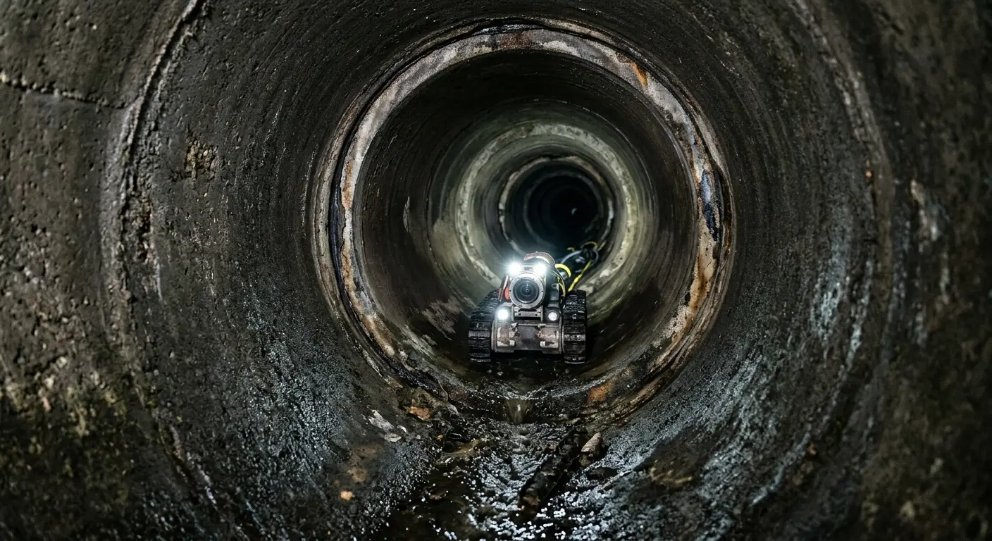 Robotic sewer camera inspecting pipe interior for Sewer Line Cleaning in Beaver Falls